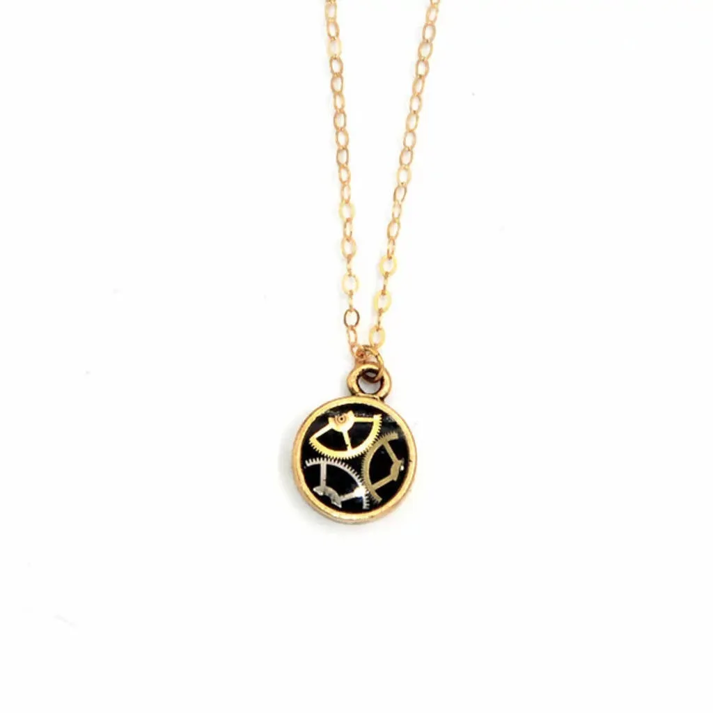 Tiny Watch Part Circle Pendant Necklace