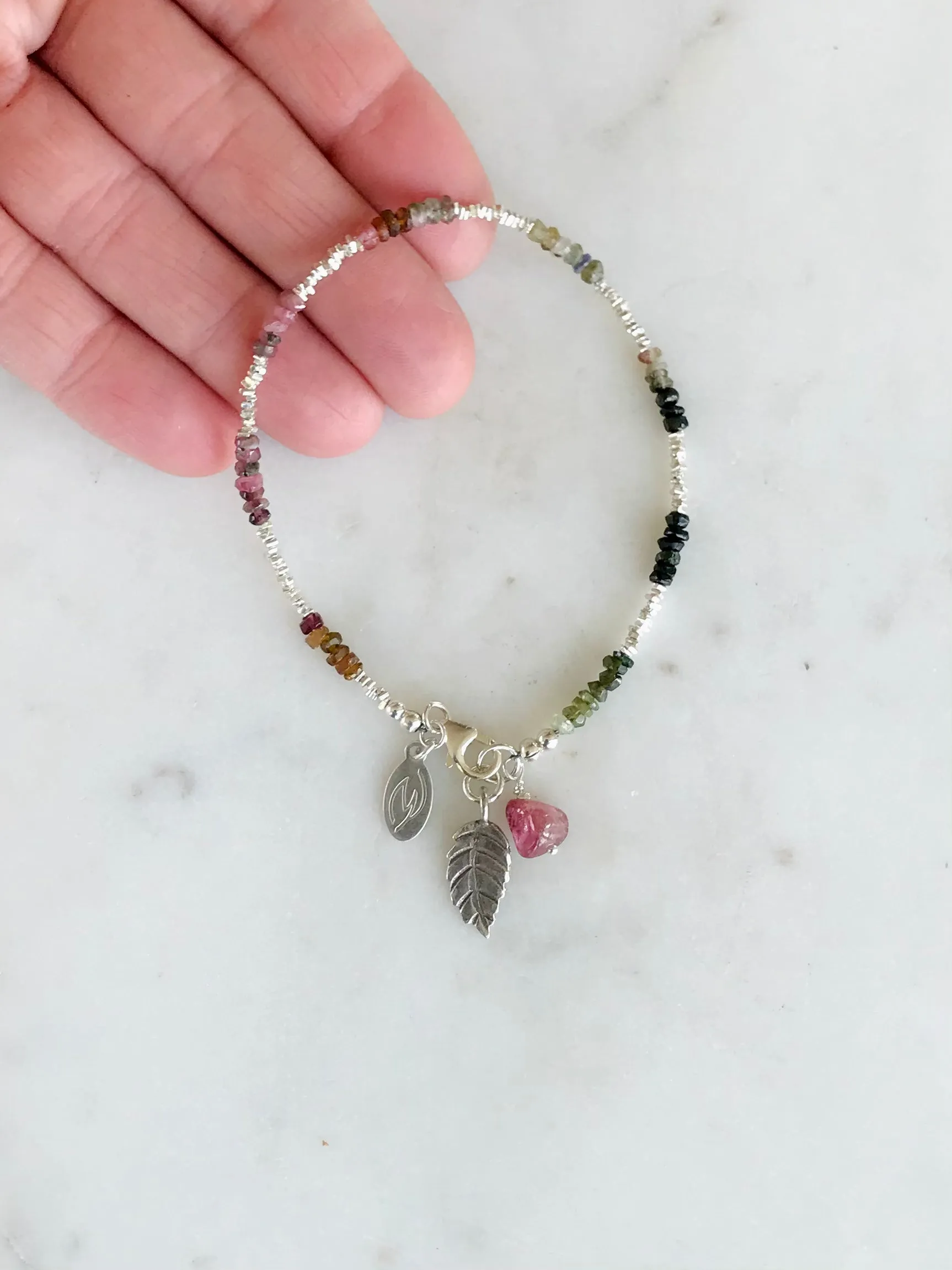Tourmaline & Silver Nugget Bracelet