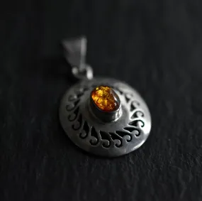 Unique Handmade Silver Sterling 925 Baltic Amber Pendant