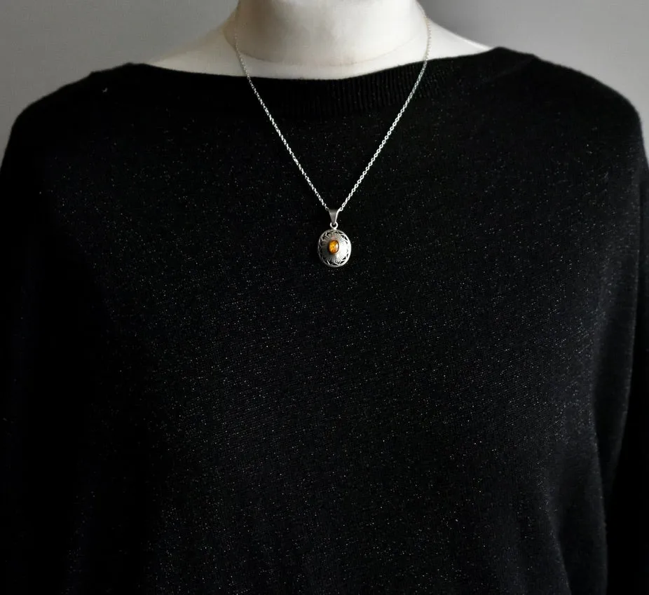 Unique Handmade Silver Sterling 925 Baltic Amber Pendant