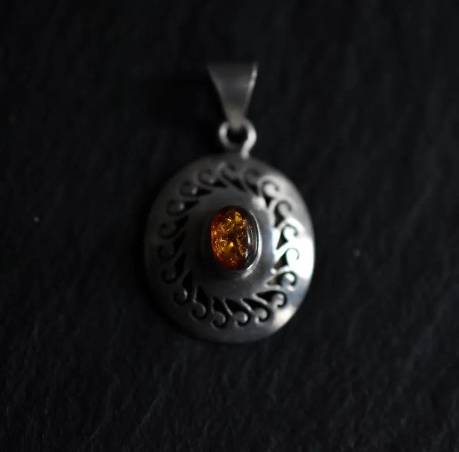 Unique Handmade Silver Sterling 925 Baltic Amber Pendant