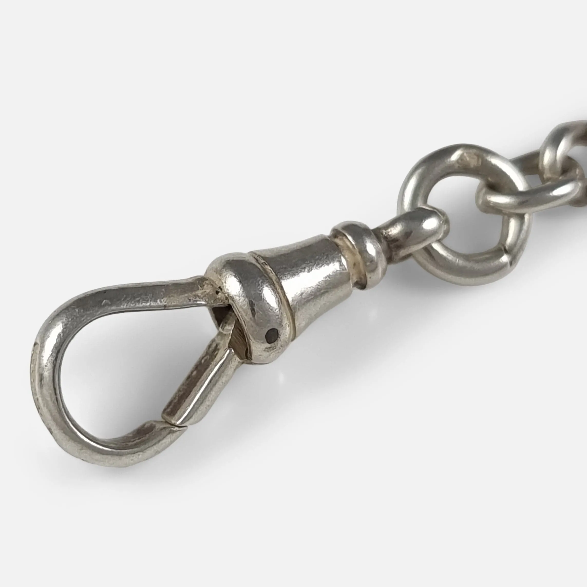 Victorian Sterling Silver Graduating Albert Watch Chain & Fob