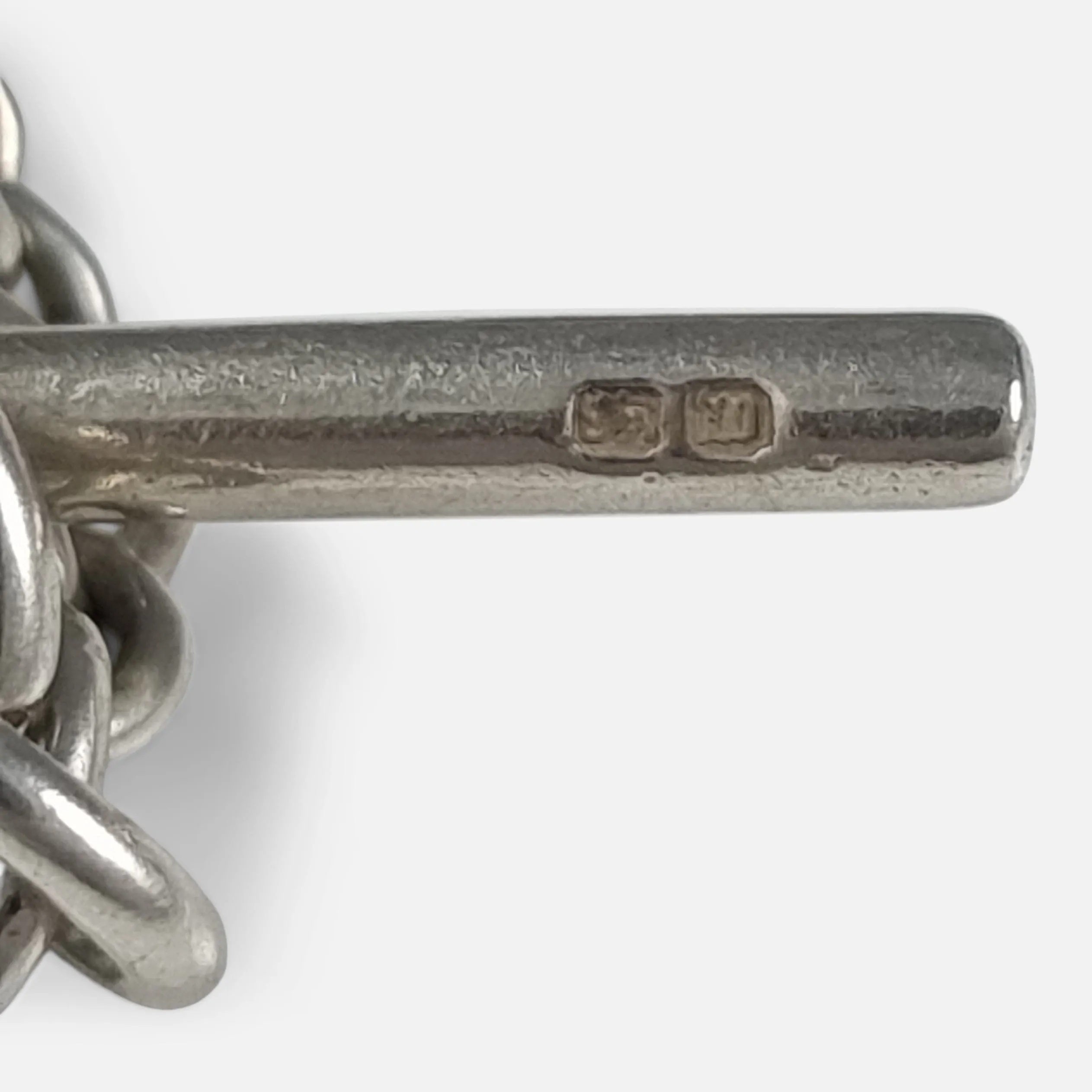 Victorian Sterling Silver Graduating Albert Watch Chain & Fob
