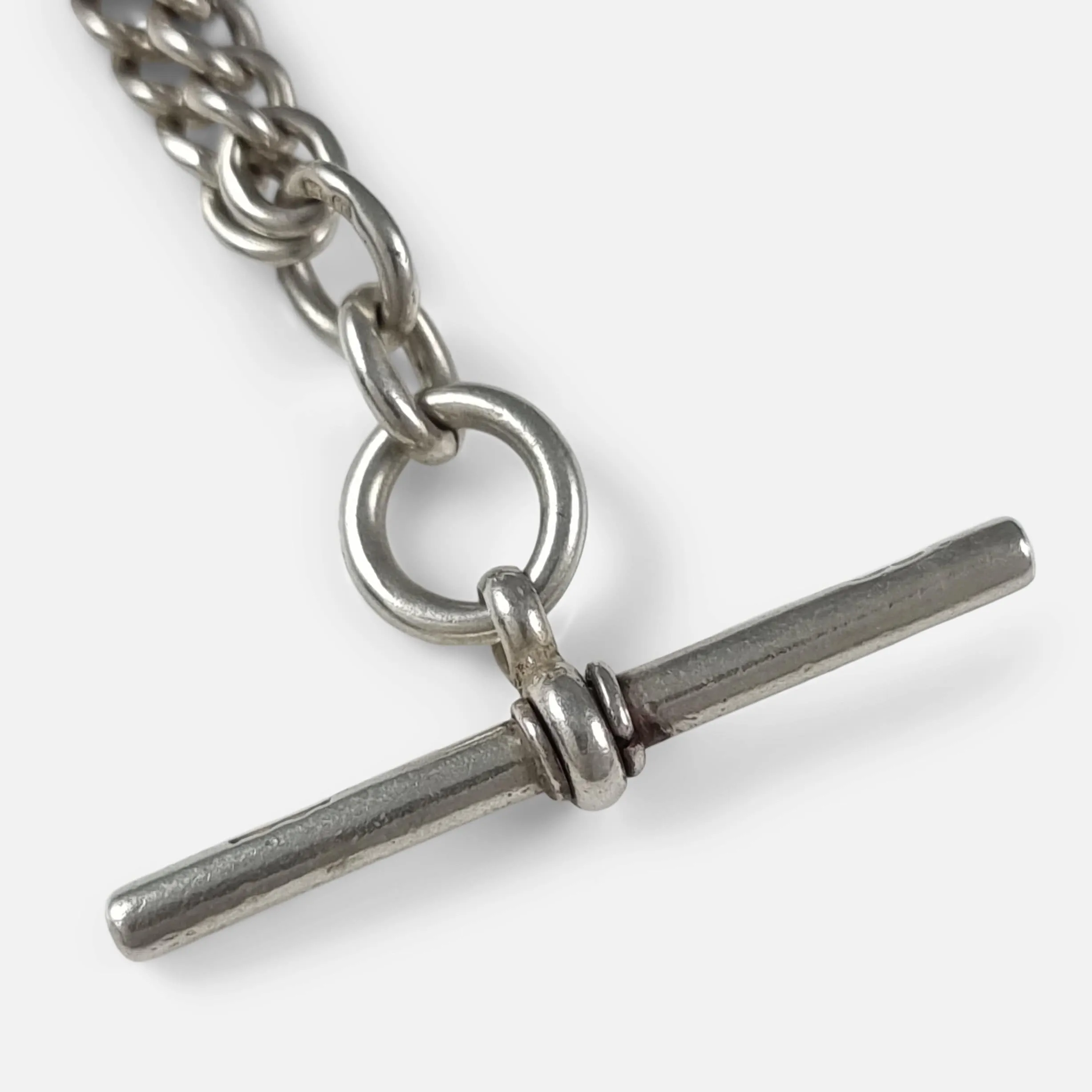 Victorian Sterling Silver Graduating Albert Watch Chain & Fob