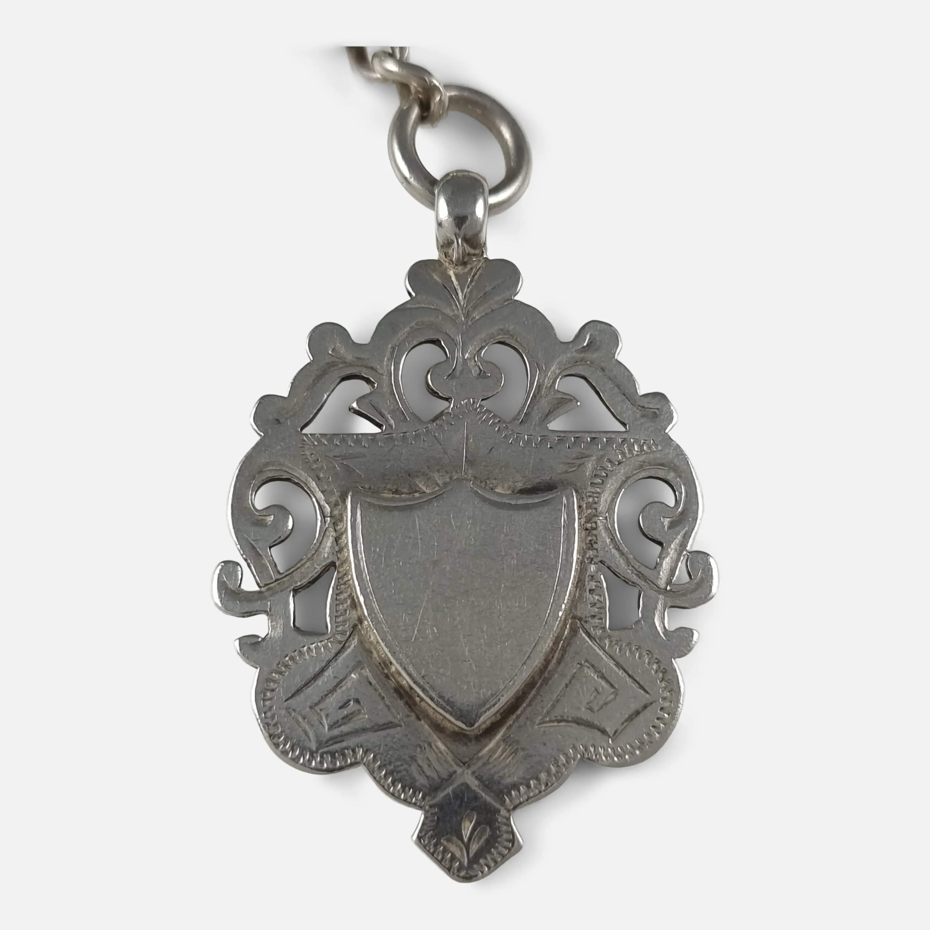 Victorian Sterling Silver Graduating Albert Watch Chain & Fob