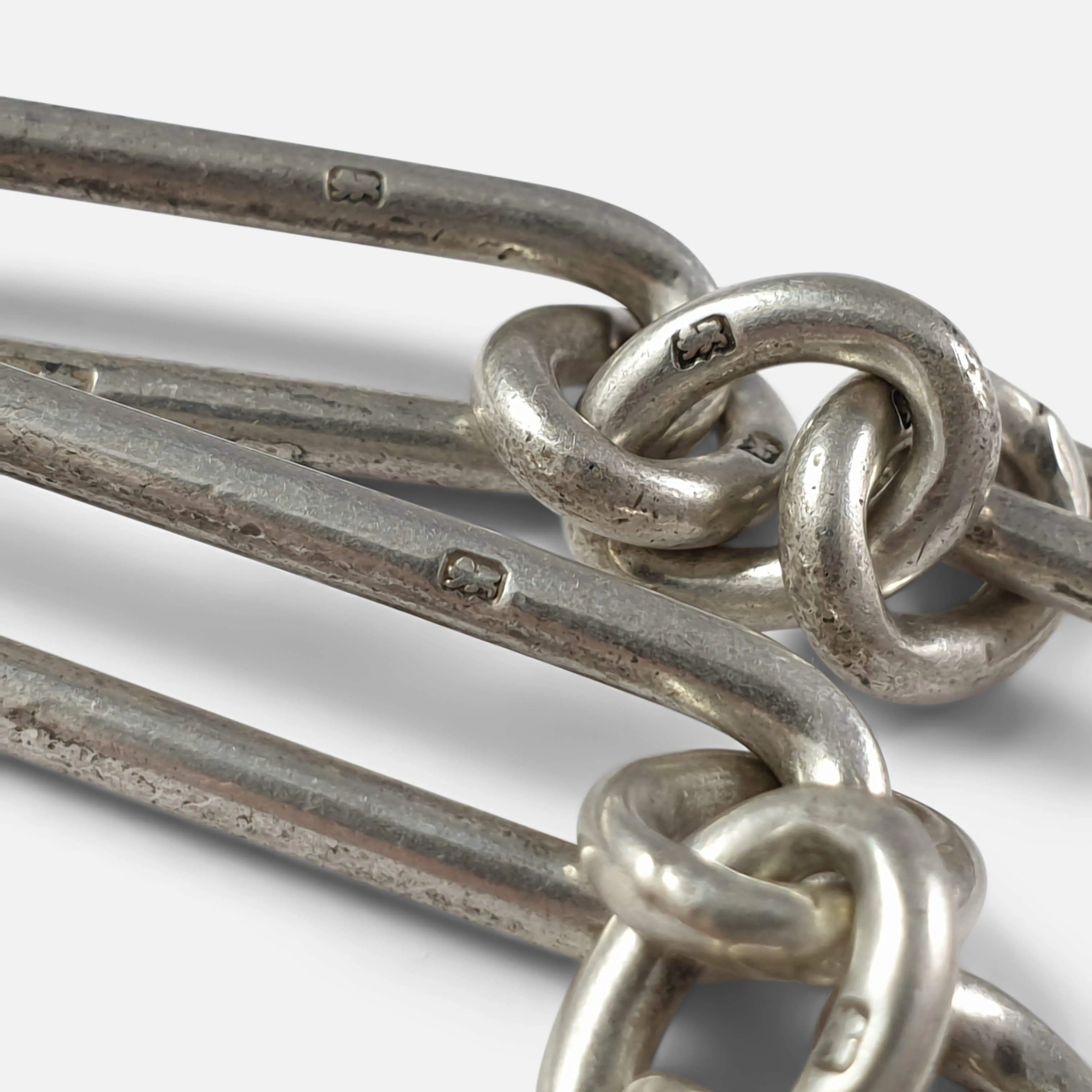 Victorian Sterling Silver Trombone Link Albert Watch Chain