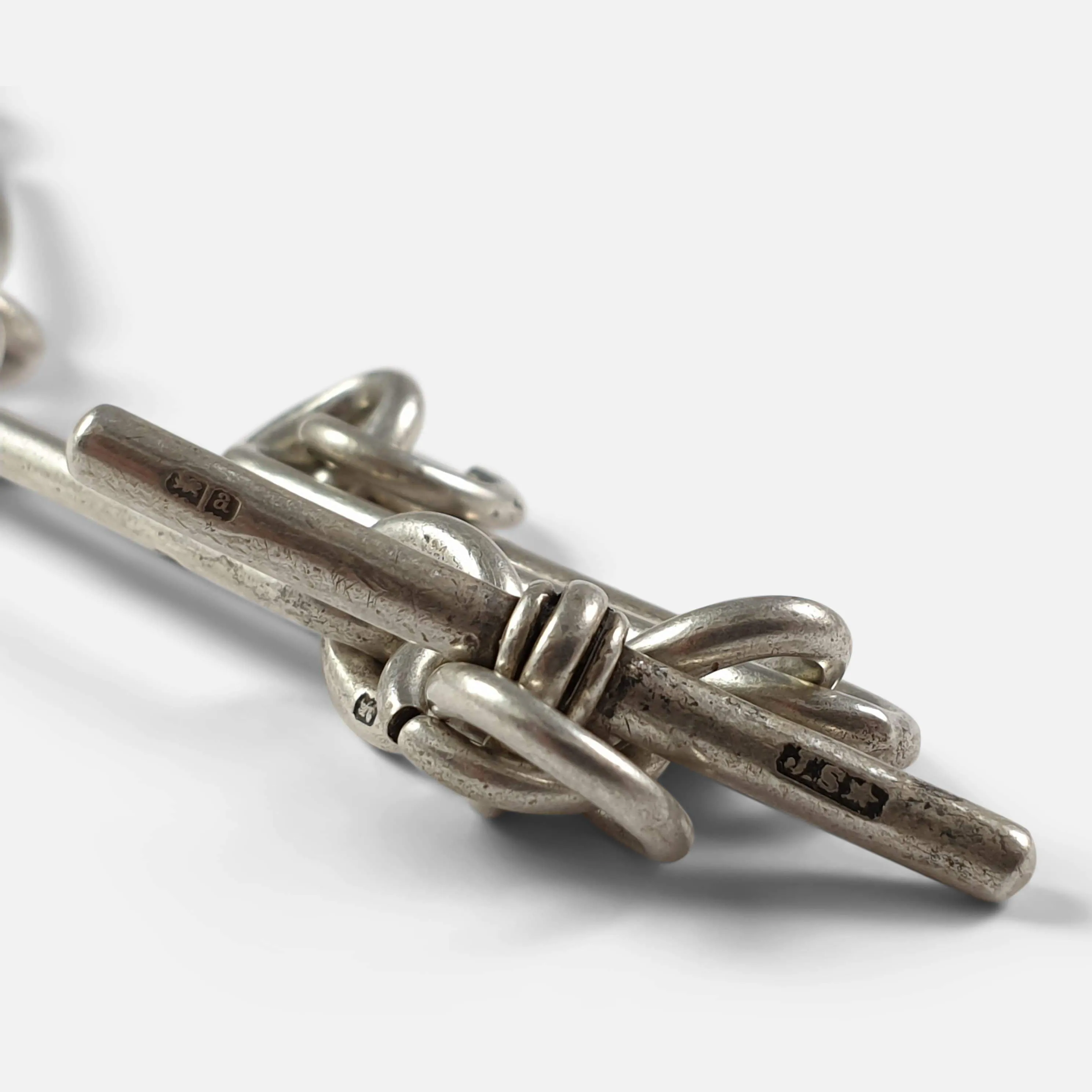 Victorian Sterling Silver Trombone Link Albert Watch Chain
