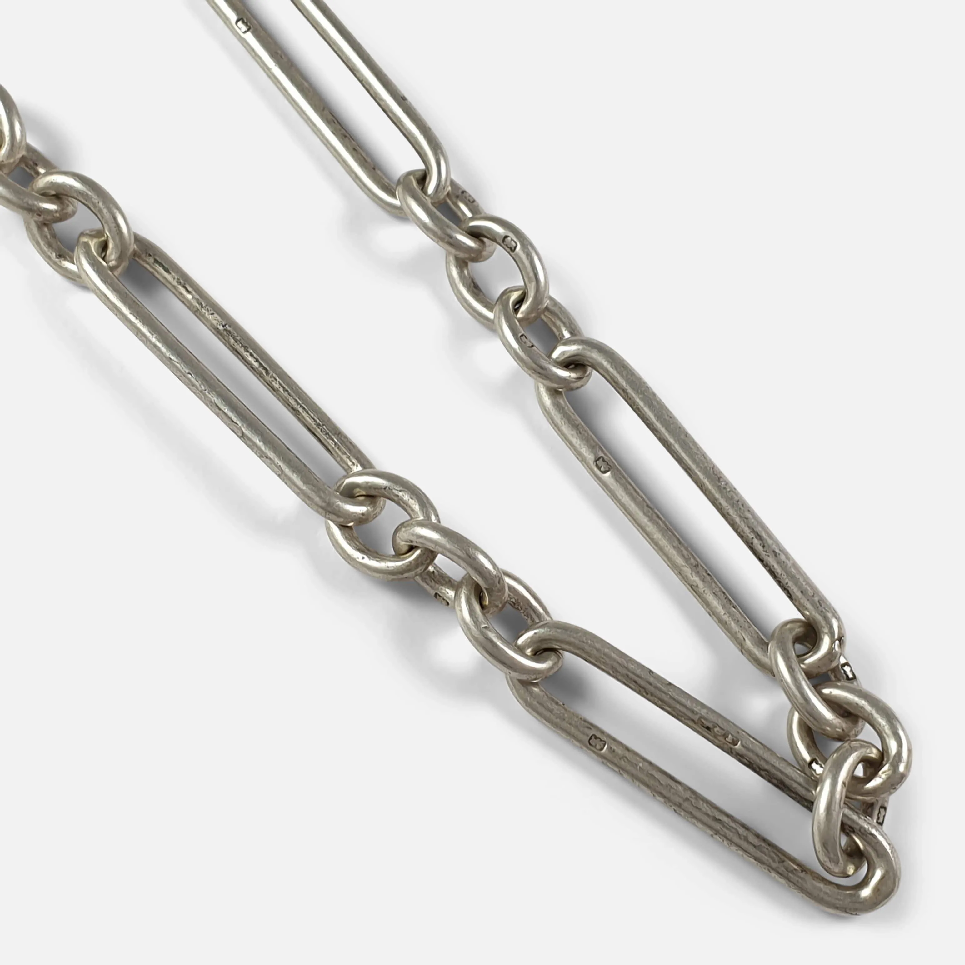 Victorian Sterling Silver Trombone Link Albert Watch Chain