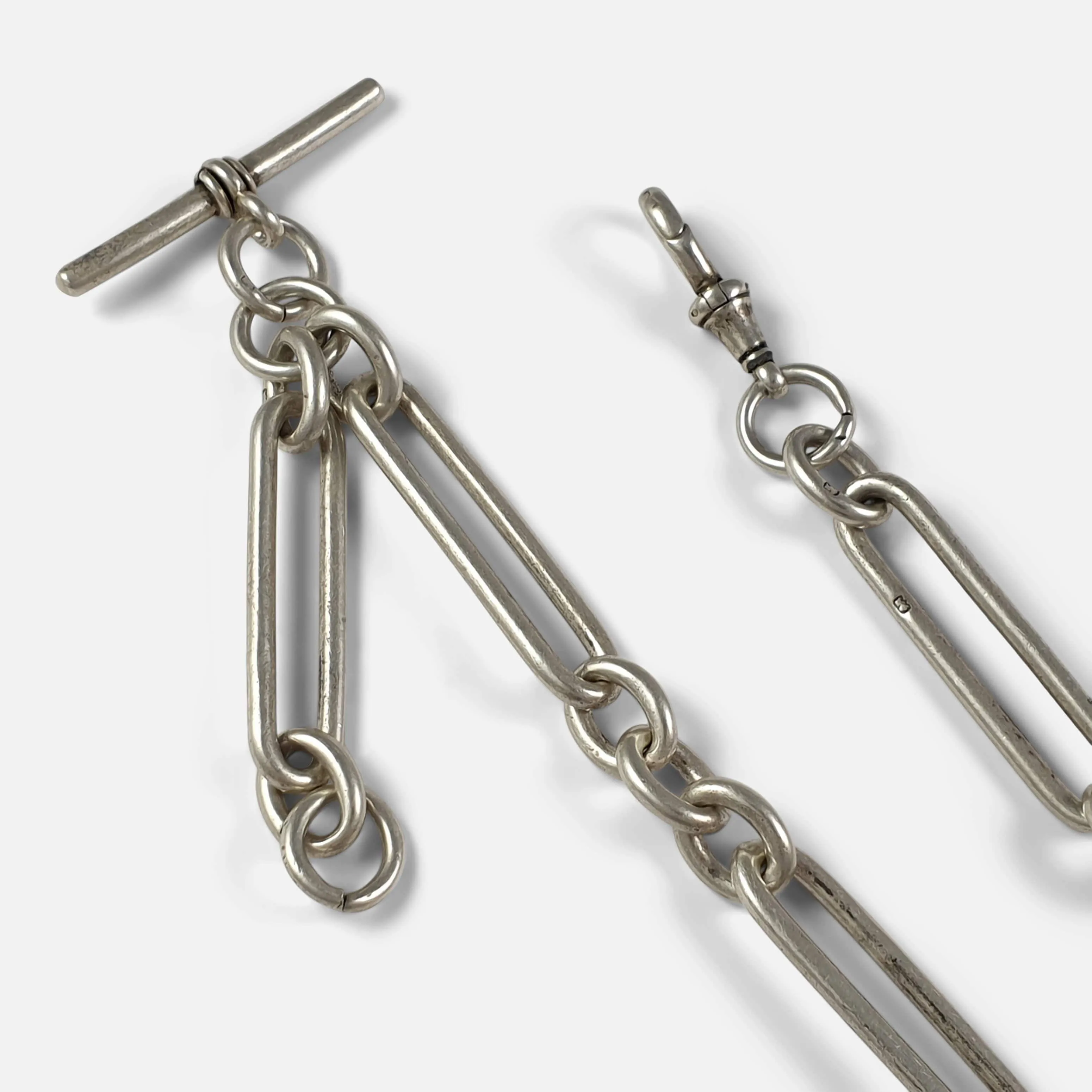 Victorian Sterling Silver Trombone Link Albert Watch Chain