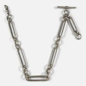 Victorian Sterling Silver Trombone Link Albert Watch Chain