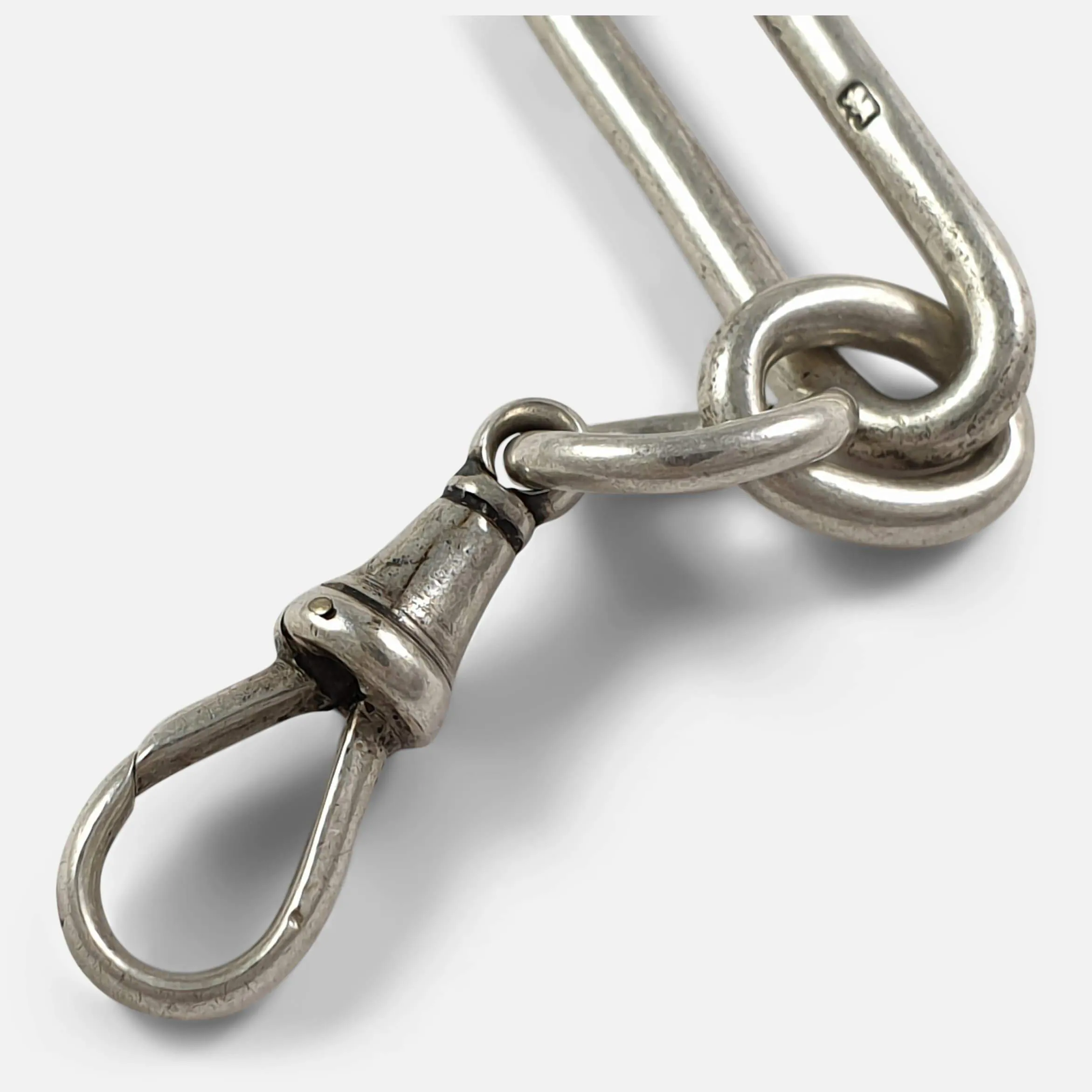 Victorian Sterling Silver Trombone Link Albert Watch Chain