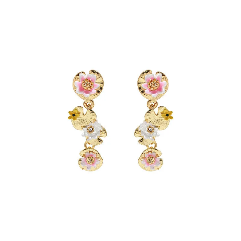 Water Lily Lotus Leaf Earrings