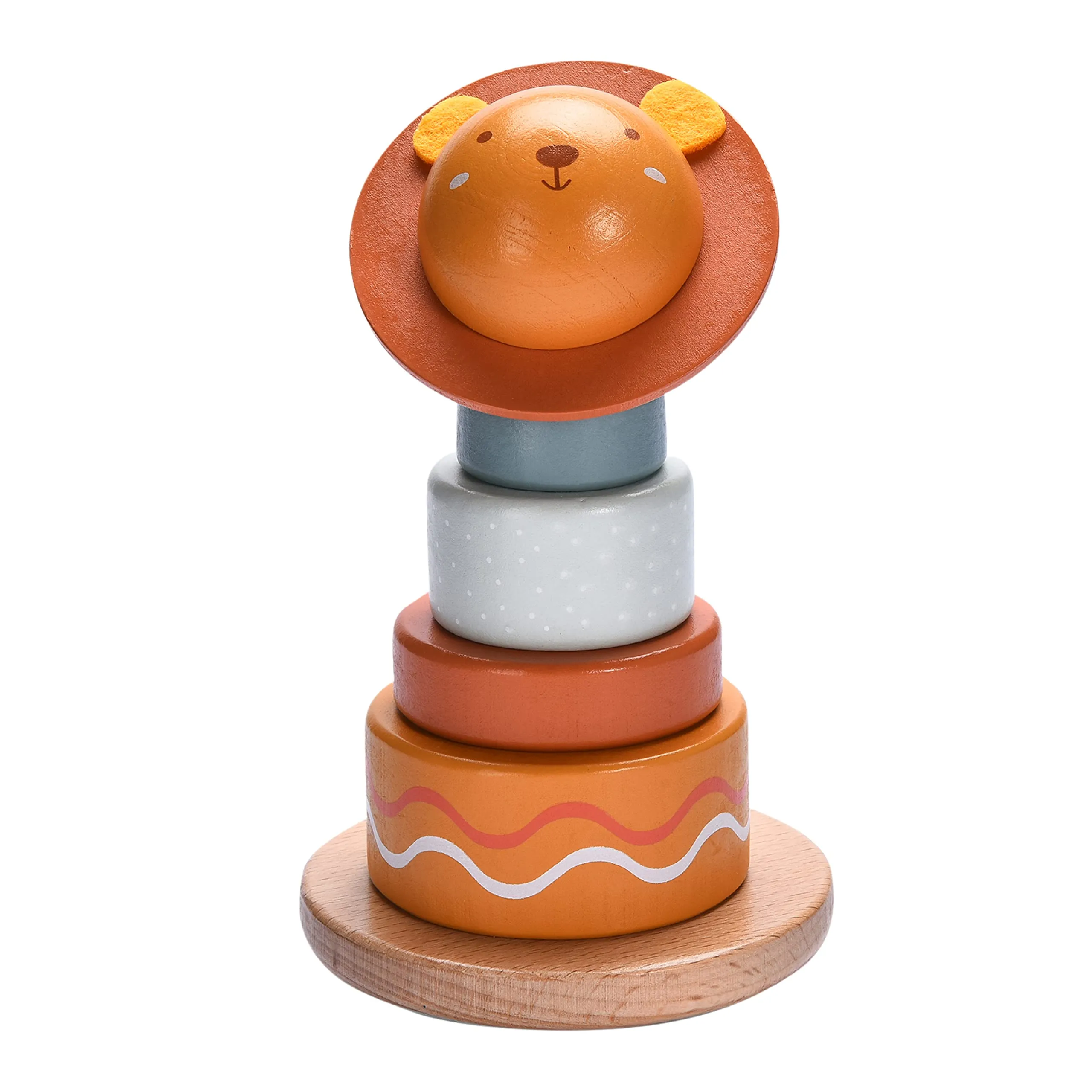 Wooden Stacking Rings Baby Toy - Rainbow Stacker For Toddlers - Stackable Wood