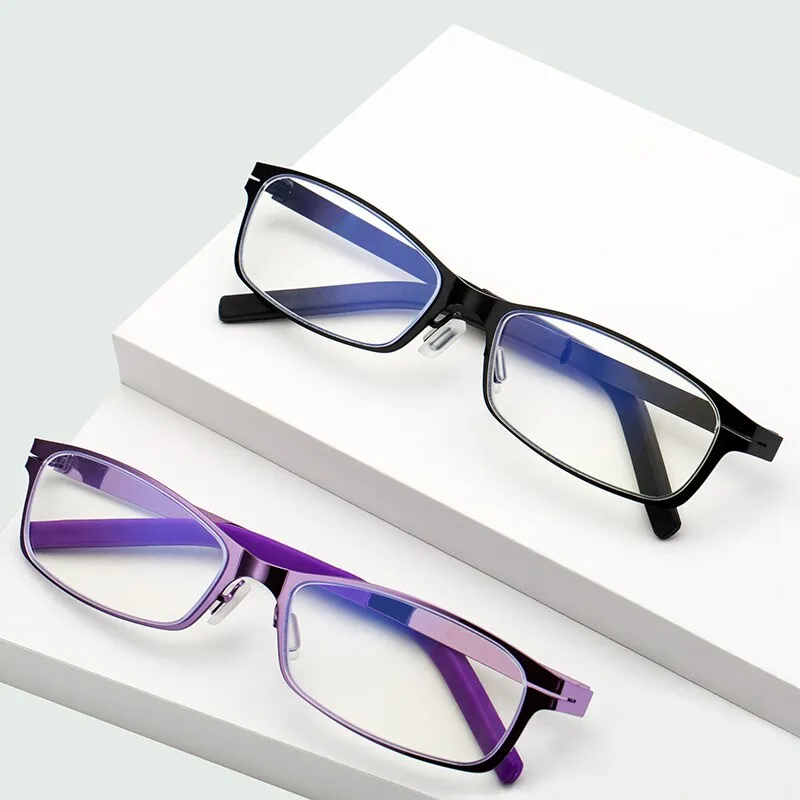 Zirosat Unisex Full Rim Rectangle Alloy Tr 90 Anti Blue Light Reading Glasses Dy1331